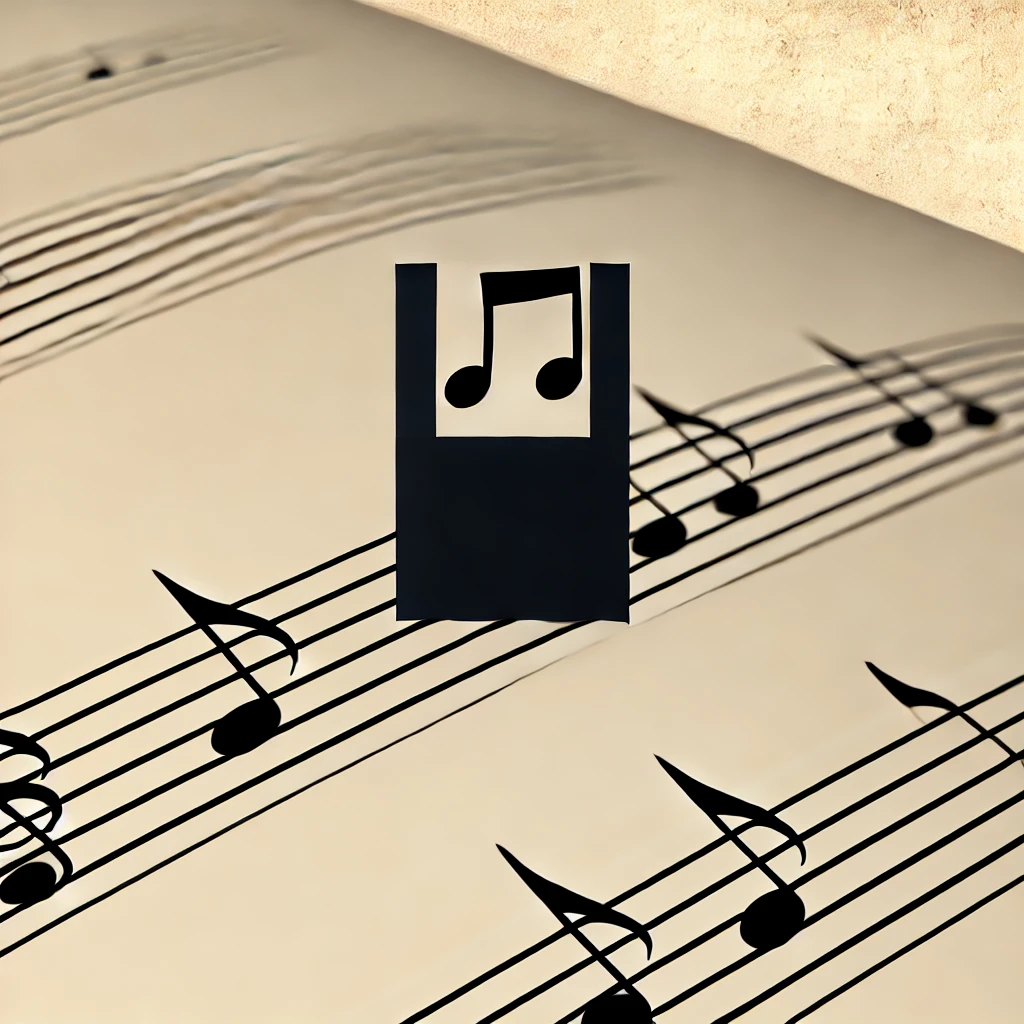 black rectangle on sheet music